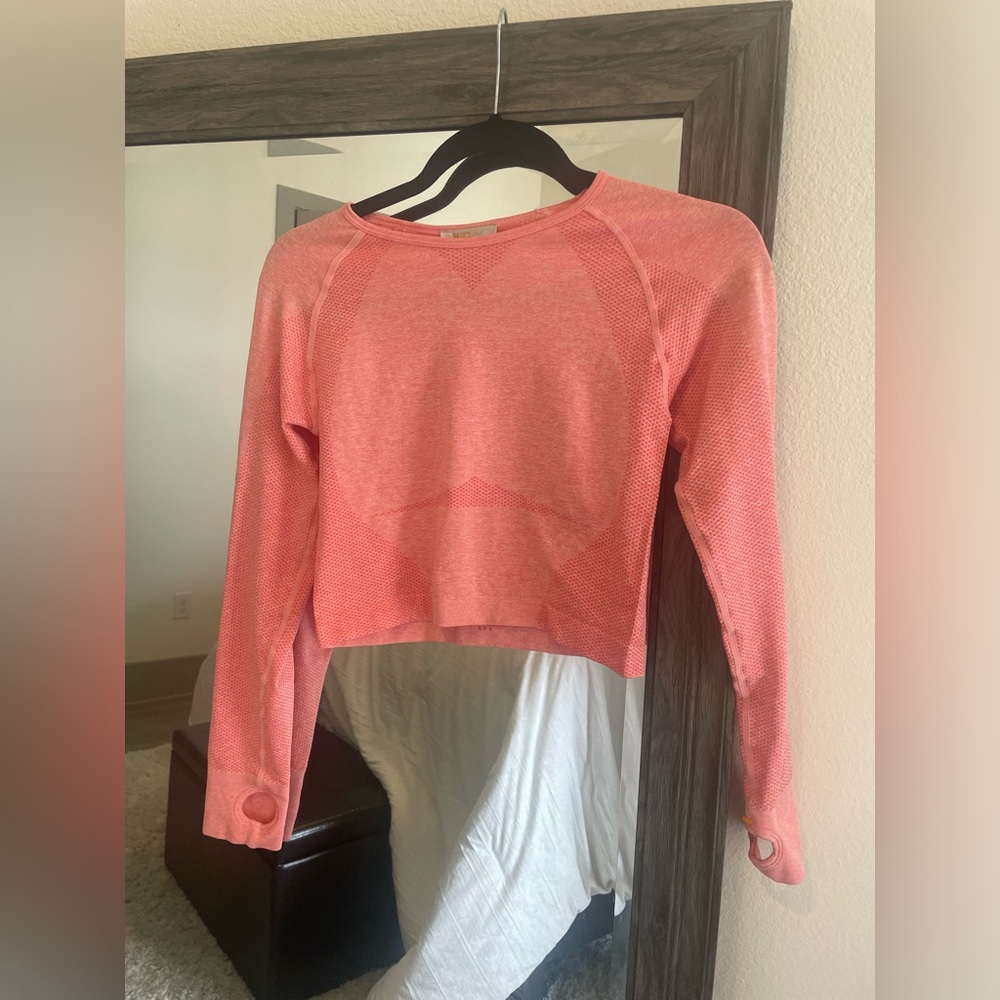 Pink long sleeve athletic crop top - Picture 1 of 5